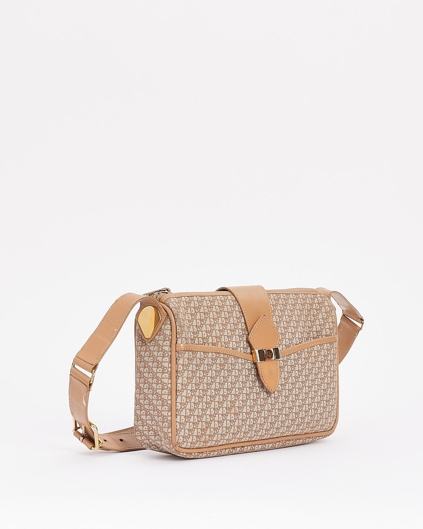 Dior Vintage Beige Oblique Logo Canvas Camera Bag