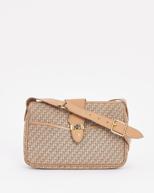 Dior Vintage Beige Oblique Logo Canvas Camera Bag