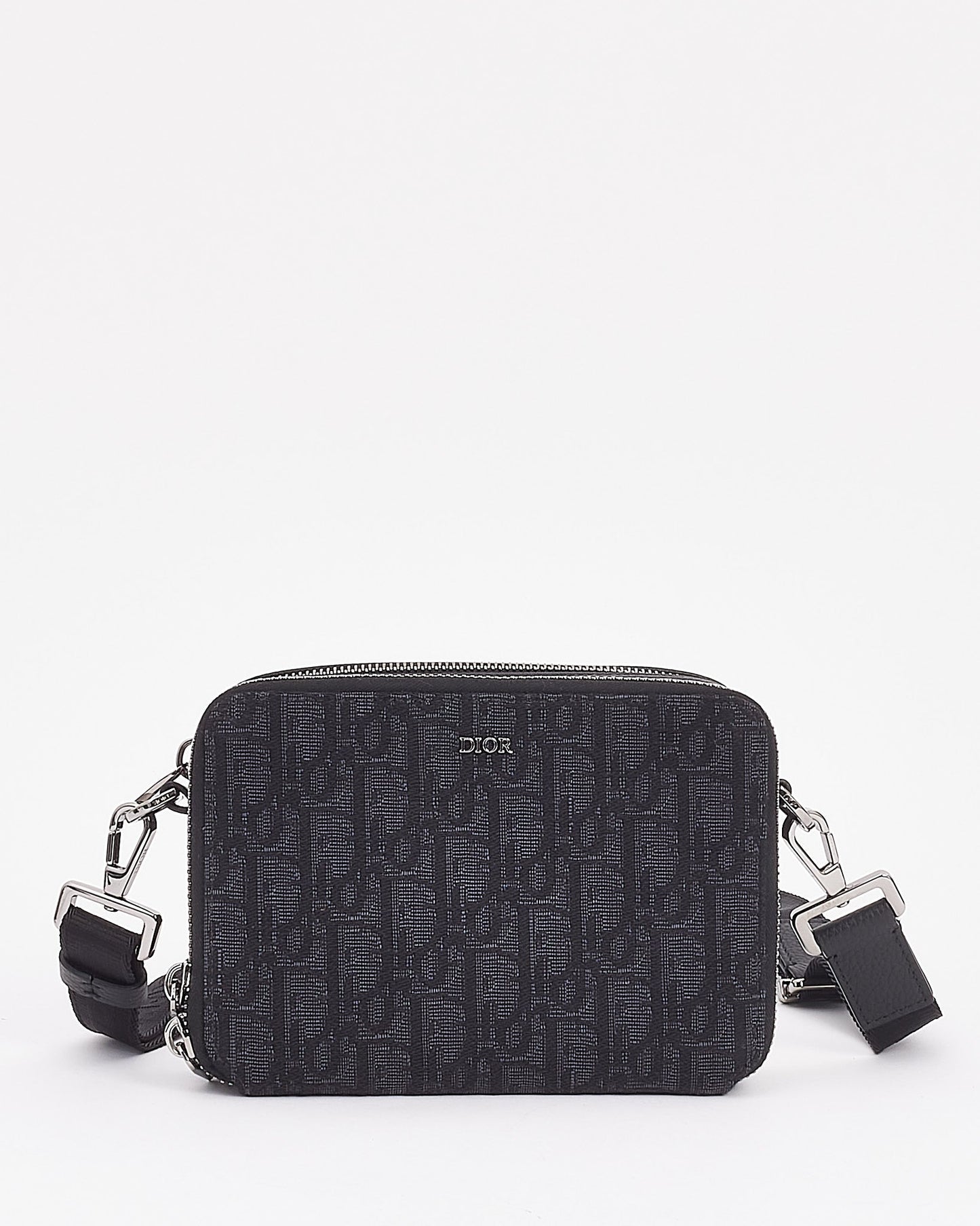 Dior Black Canvas Oblique Jacquard Pouch with Strap