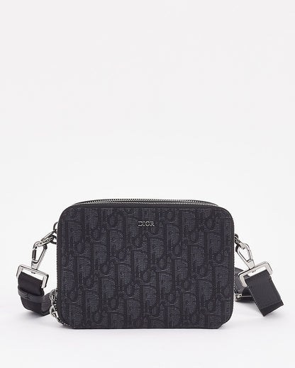 Dior Black Canvas Oblique Jacquard Pouch with Strap