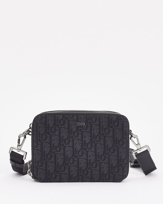 Dior Black Canvas Oblique Jacquard Pouch with Strap