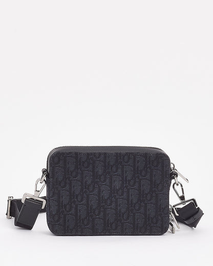 Dior Black Canvas Oblique Jacquard Pouch with Strap