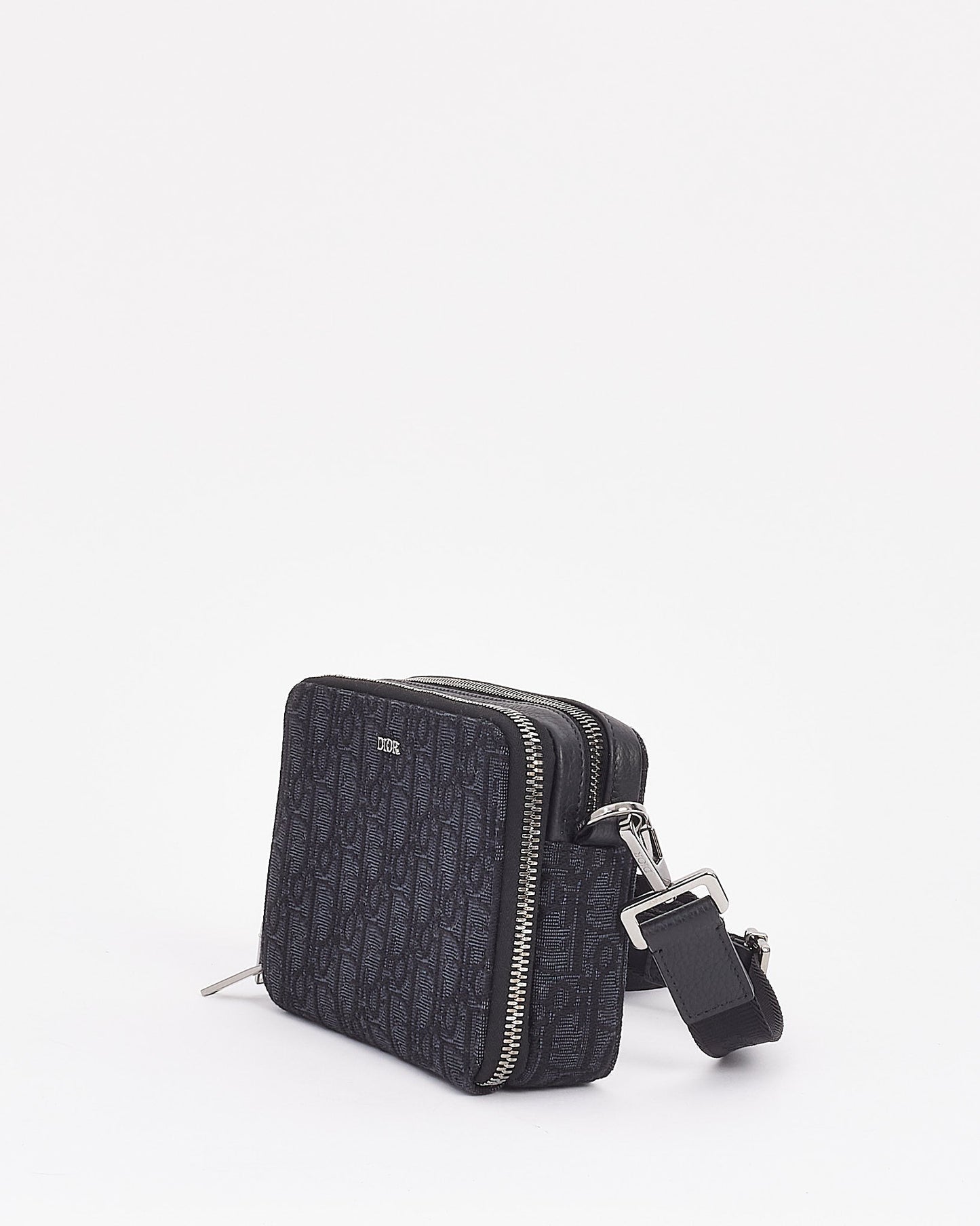 Dior Black Canvas Oblique Jacquard Pouch with Strap