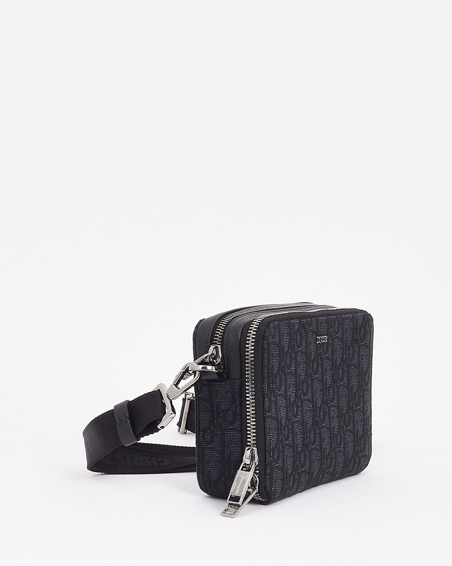 Dior Black Canvas Oblique Jacquard Pouch with Strap