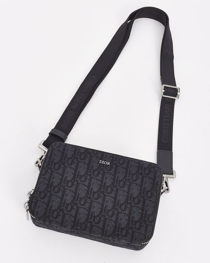 Dior Black Canvas Oblique Jacquard Pouch with Strap