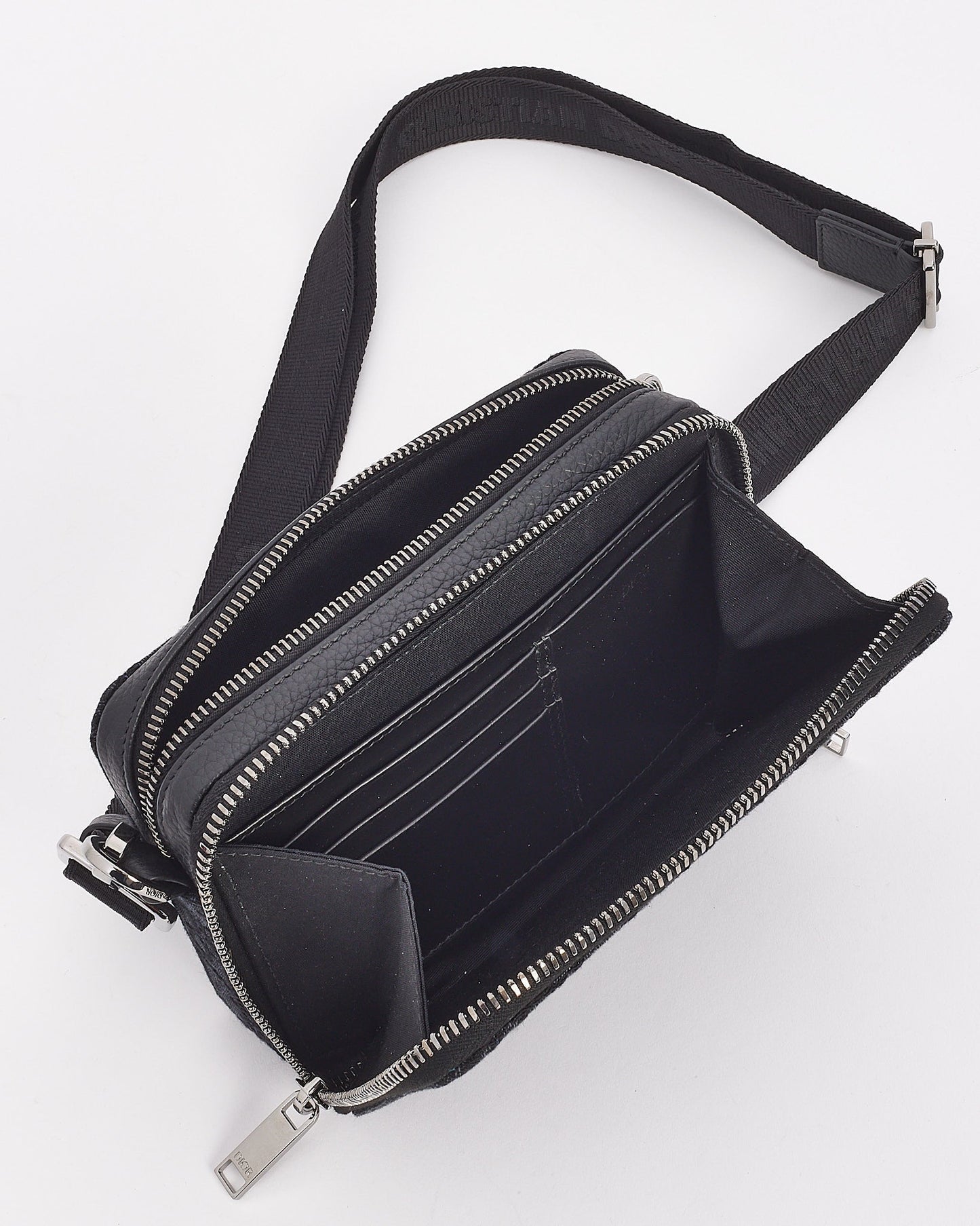 Dior Black Canvas Oblique Jacquard Pouch with Strap