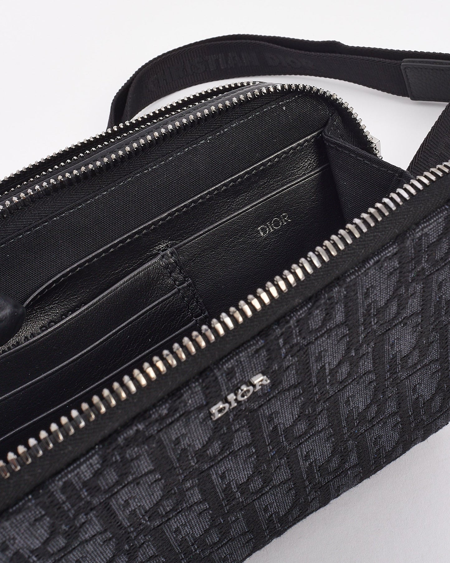 Dior Black Canvas Oblique Jacquard Pouch with Strap