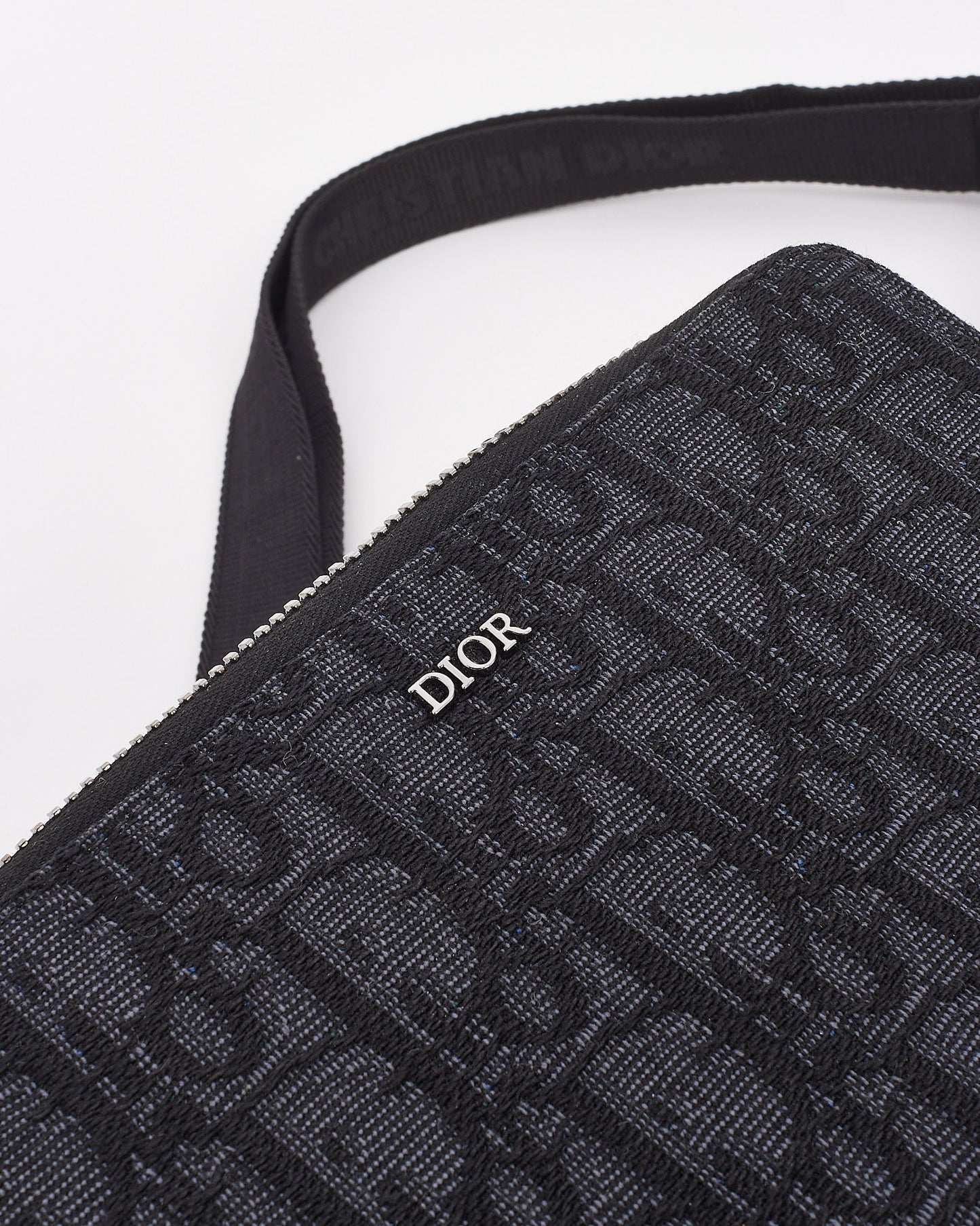 Dior Black Canvas Oblique Jacquard Pouch with Strap