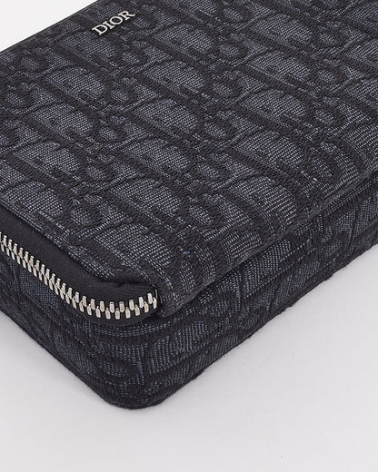 Dior Black Canvas Oblique Jacquard Pouch with Strap