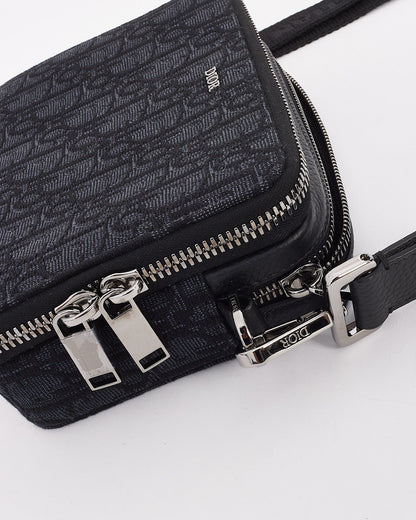Dior Black Canvas Oblique Jacquard Pouch with Strap