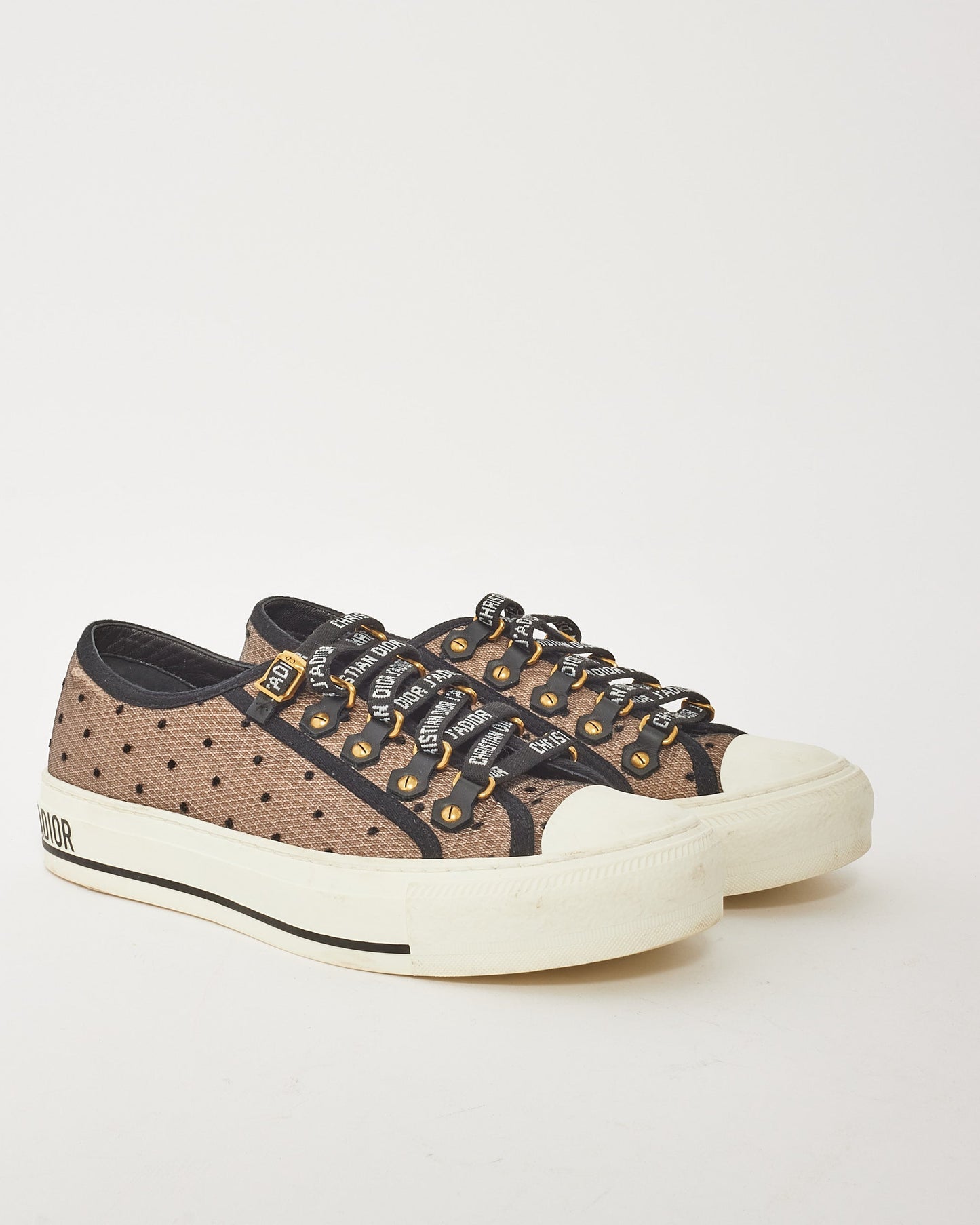 Dior Beige Polka Dot "Walk'N'Dior" Mesh Low Top Sneaker - 36