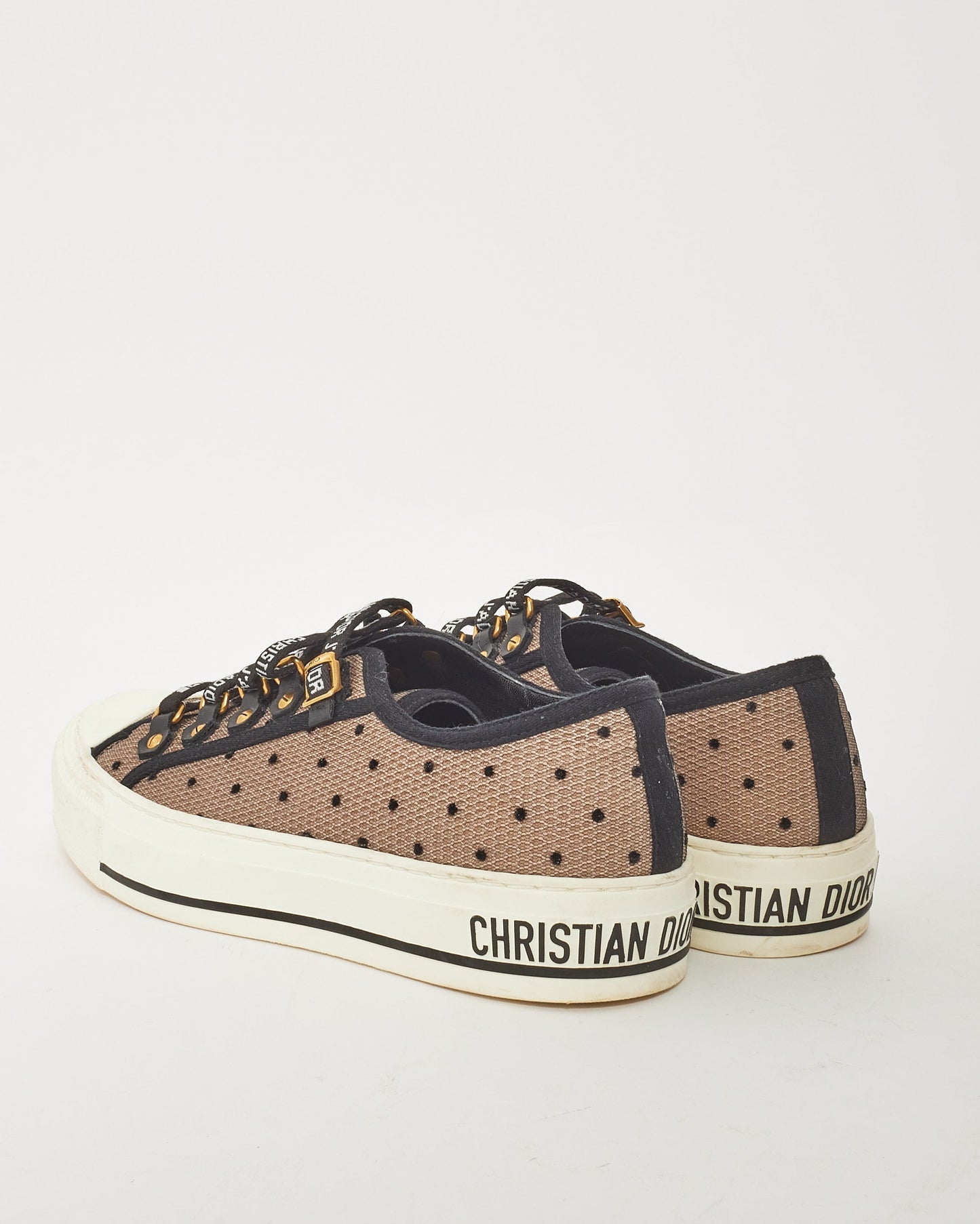 Dior Beige Polka Dot "Walk'N'Dior" Mesh Low Top Sneaker - 36