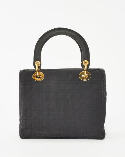 Dior Vintage Black Canvas Medium lady dior Tote