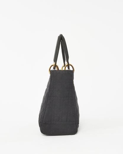 Dior Vintage Black Canvas Medium lady dior Tote