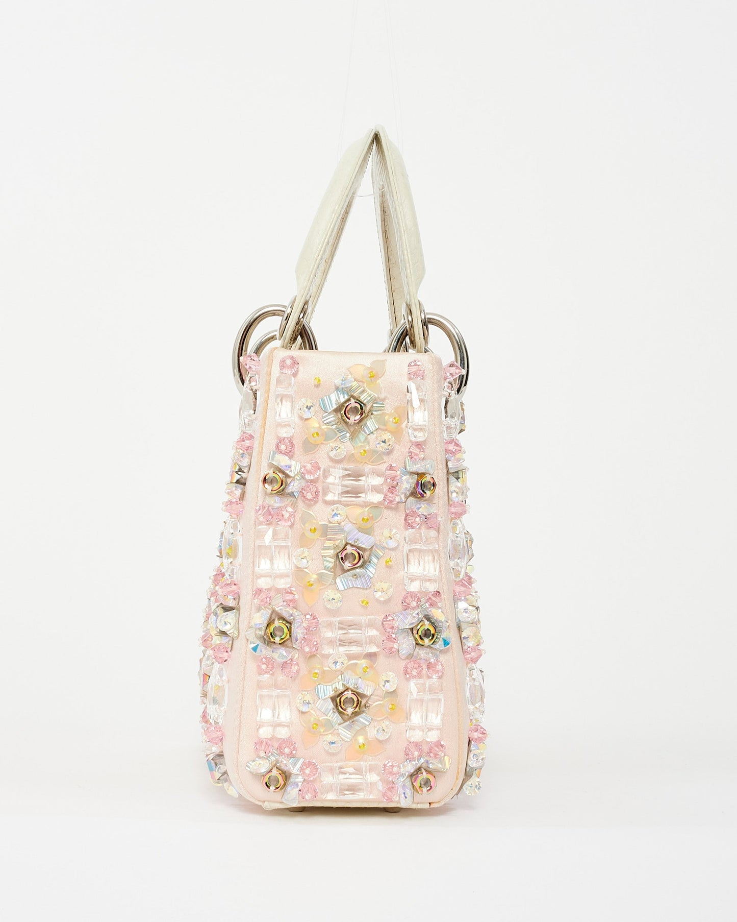 Dior Pink Satin Embellished Mini lady dior Bag