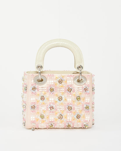 Dior Pink Satin Embellished Mini lady dior Bag