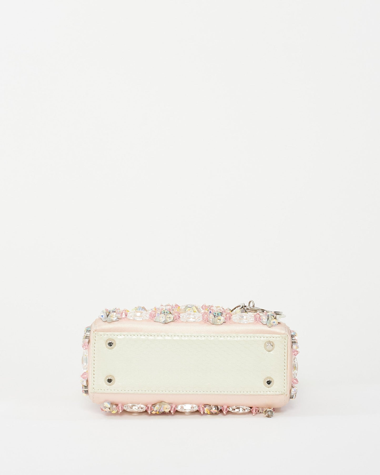 Dior Pink Satin Embellished Mini lady dior Bag
