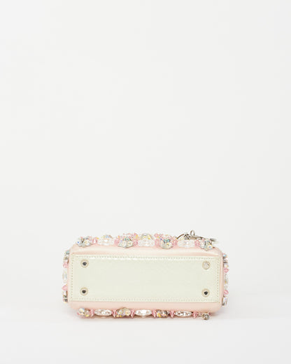 Dior Pink Satin Embellished Mini lady dior Bag