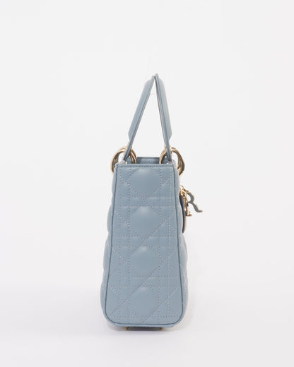 Dior Slate Blue Cannage Lambskin Leather Small Lady Dior Bag
