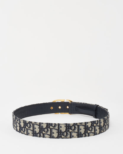 Dior Navy Blue Oblique 30 Montaigne CD Belt - 80