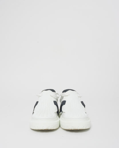 Dior White & Black Logo Leather Platform ID Sneakers - 37.5