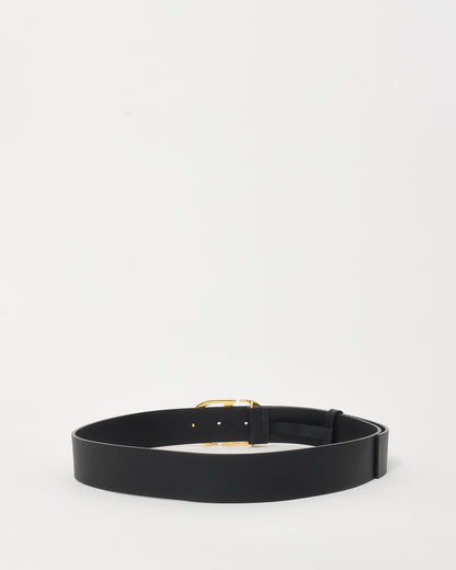 Dior Black Leather & Montaigne Gold Logo Belt - 90