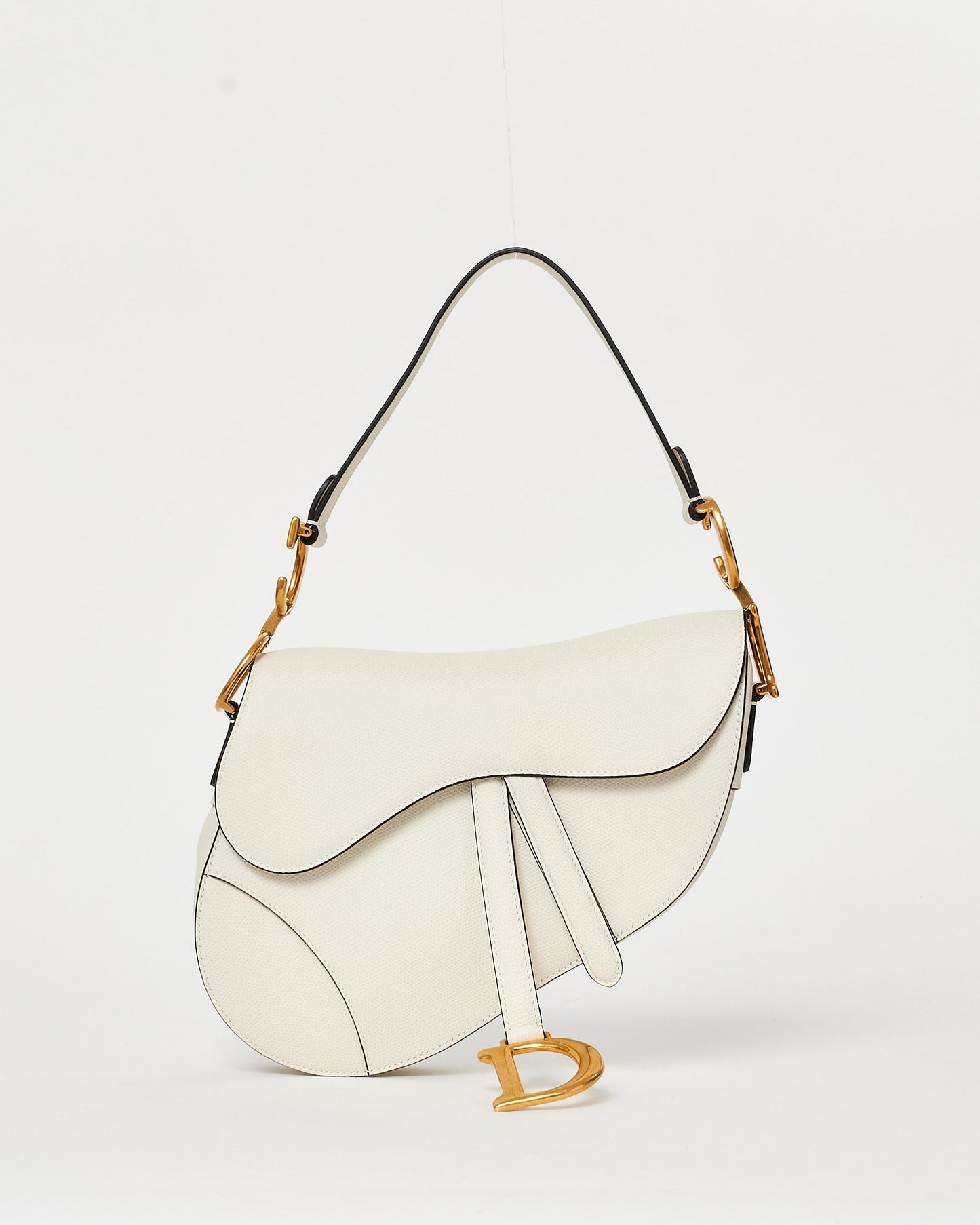 Dior Off White (Latte) Grained Leather Saddle Bag