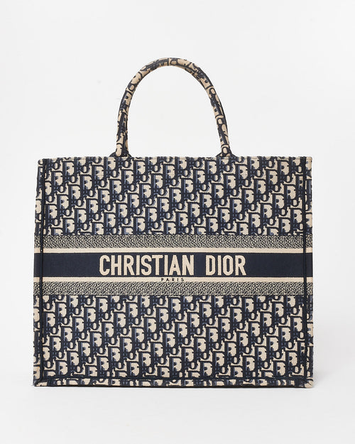 Dior Blue & Cream Oblique Canvas Medium Book Tote