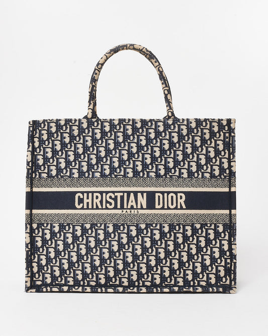 Dior Blue & Cream Oblique Canvas Medium Book Tote