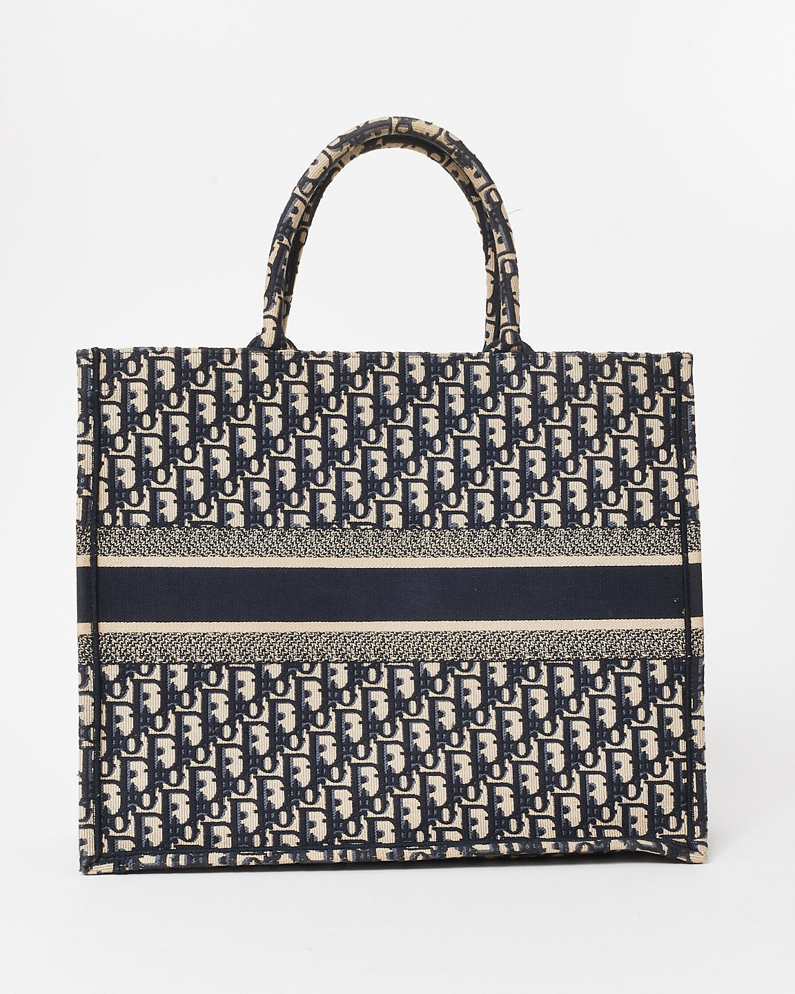 Dior Blue & Cream Oblique Canvas Medium Book Tote