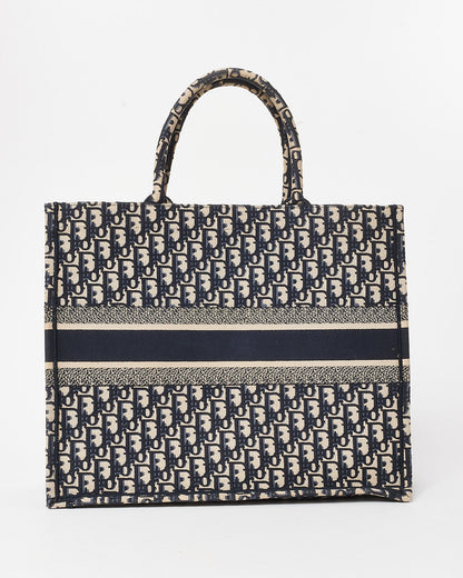 Dior Blue & Cream Oblique Canvas Medium Book Tote