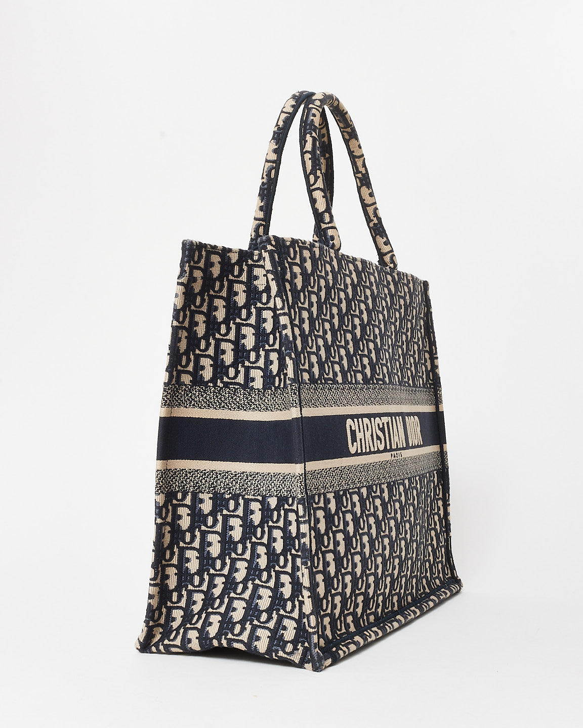 Dior Blue & Cream Oblique Canvas Medium Book Tote