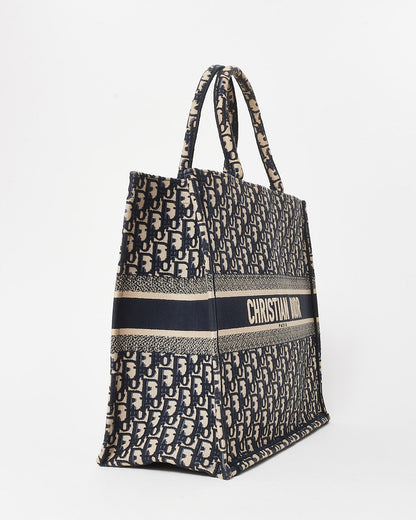 Dior Blue & Cream Oblique Canvas Medium Book Tote