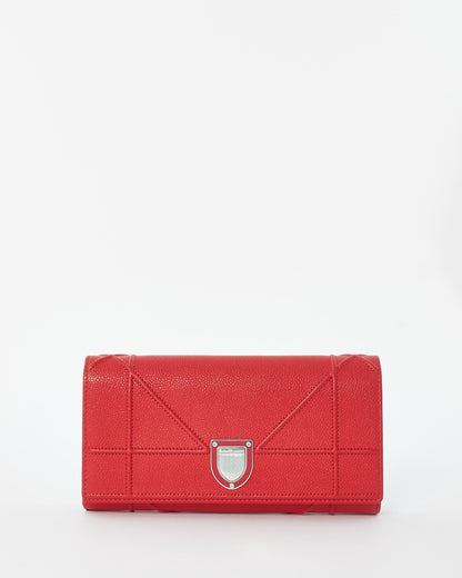 Dior Red Leather Dioramma Wallet On Chain
