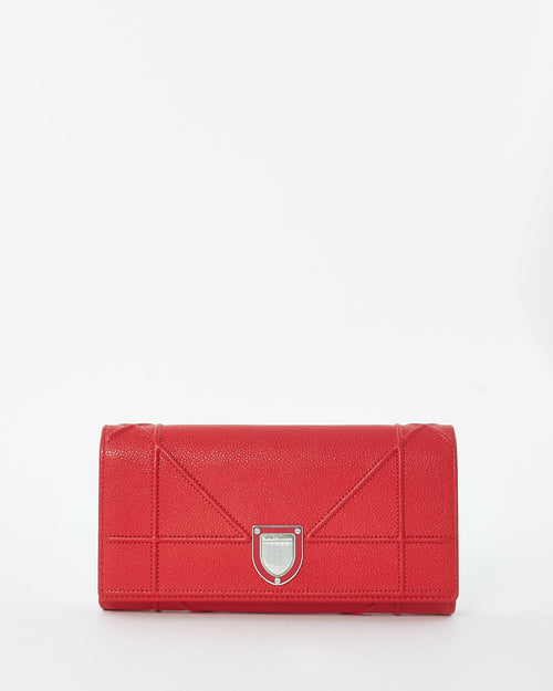 Dior Red Leather Dioramma Wallet On Chain