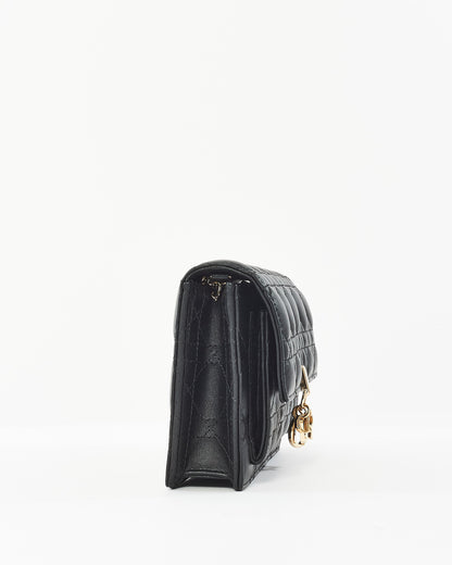 Dior Black Lambskin Leather My Dior Cannage Wallet On Chain