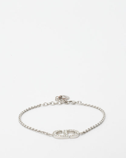 Dior Silver & Pav Rhinestone Petit CD Bracelet