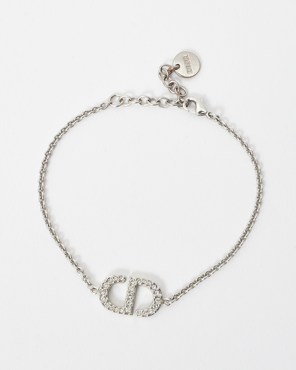 Dior Silver & Pav Rhinestone Petit CD Bracelet