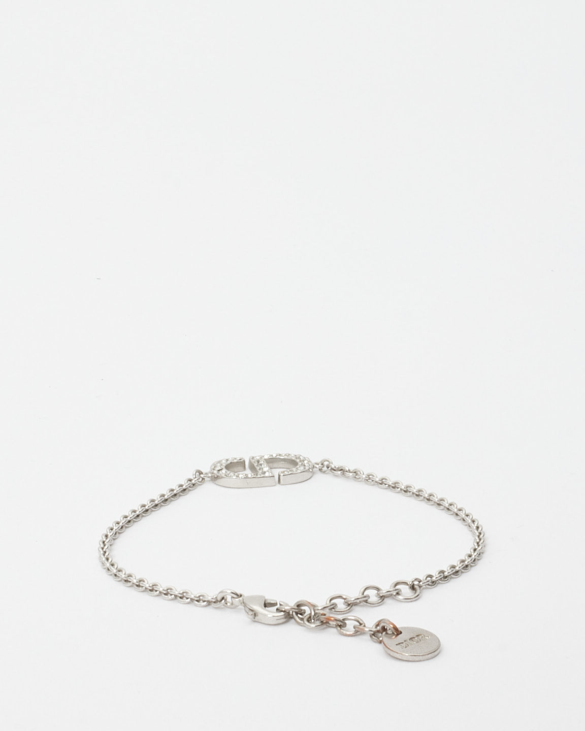 Dior Silver & Pav Rhinestone Petit CD Bracelet