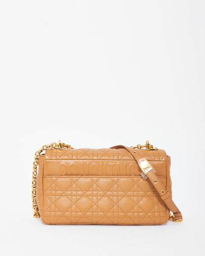 Dior Caramel Brown Cannage Leather Medium Caro Bag