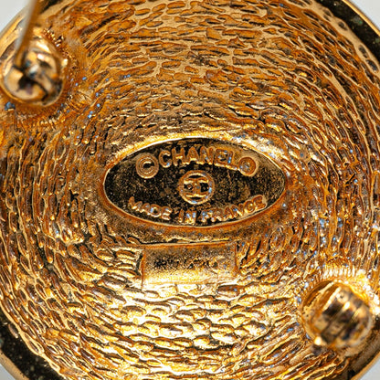 Gold Chanel Gold Plated CC Quilted Round Brooch