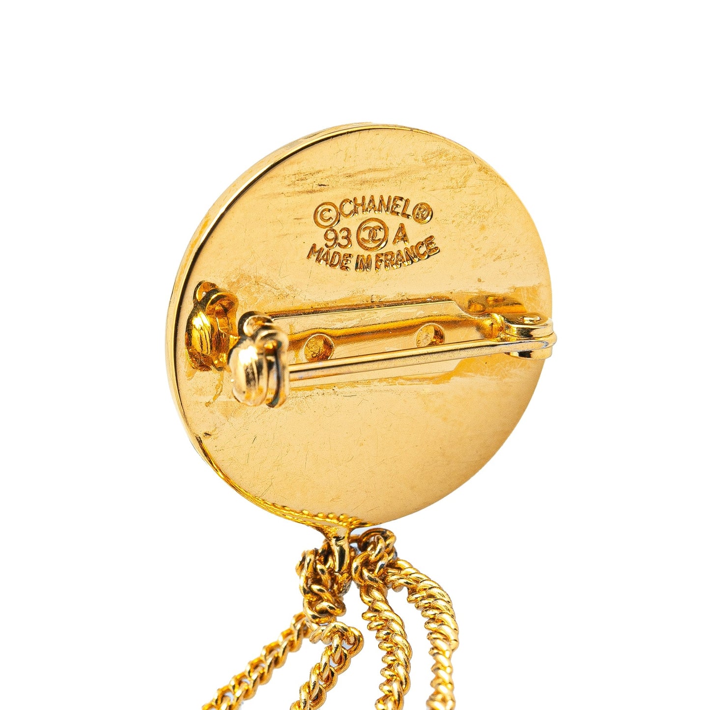 Gold Chanel Gold Plated CC Quilted Flap Bag Brooch