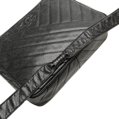 Black Chanel CC Diagonal Quilted Caviar Crossbody