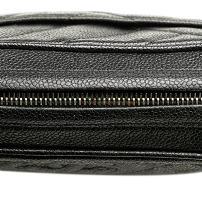 Black Chanel CC Diagonal Quilted Caviar Crossbody