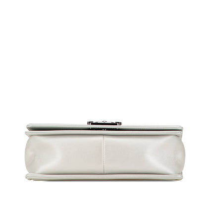 Gray Chanel Medium Metallic Caviar Boy Flap Crossbody Bag
