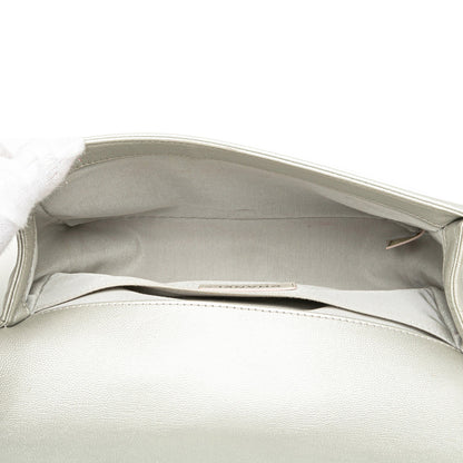 Gray Chanel Medium Metallic Caviar Boy Flap Crossbody Bag
