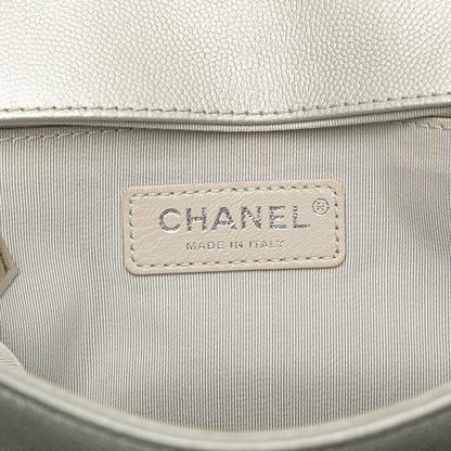 Gray Chanel Medium Metallic Caviar Boy Flap Crossbody Bag