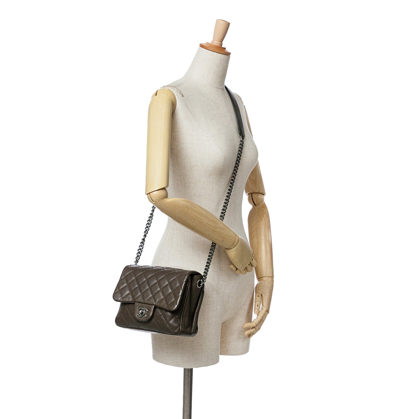 Brown Chanel CC Quilted Caviar Crossbody