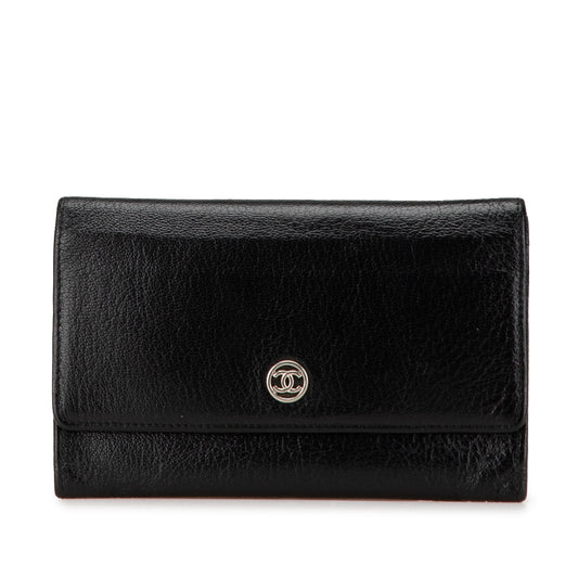 Black Chanel Calfskin CC Compact Wallet