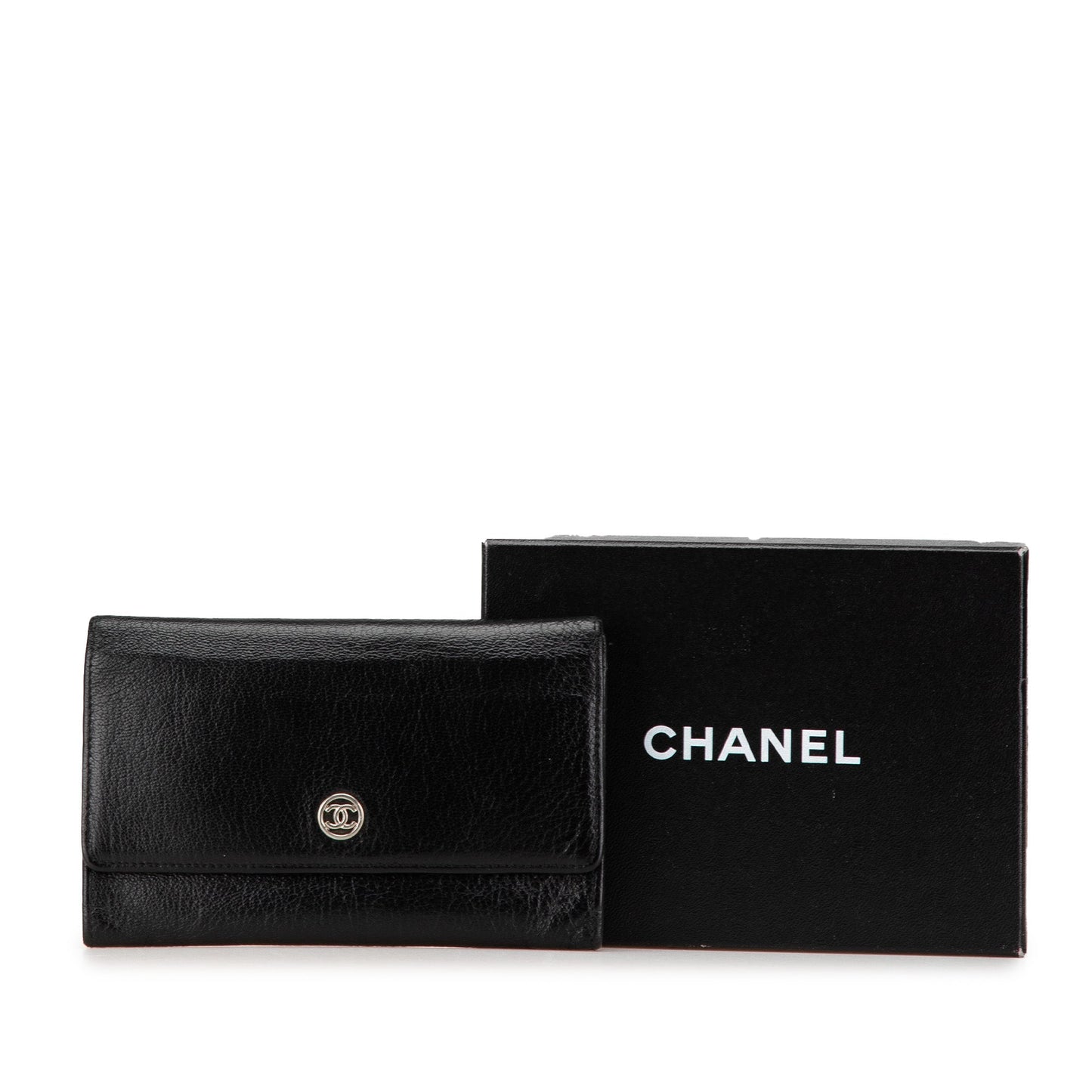 Black Chanel Calfskin CC Compact Wallet